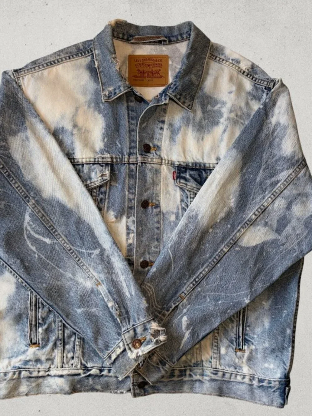Vintage Levi's 70507 Black Label Denim Jacket L Made in USA Bleach Wash 90s - Picture 2 of 13